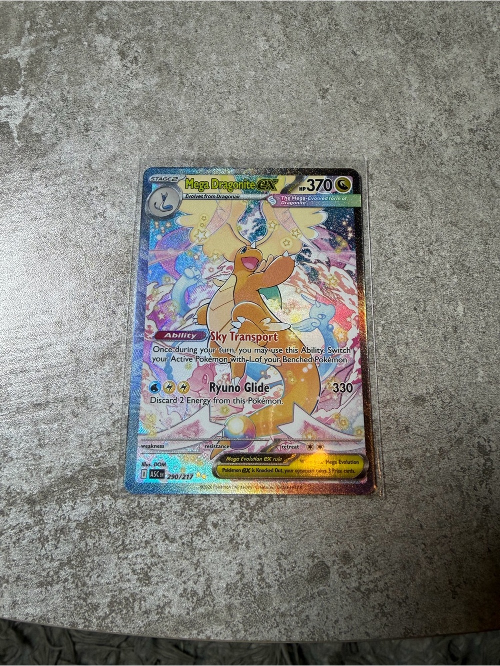 Mega Dragonite EX ASCEND 290/217 Illustration Rare Full Art Holo English 370 HP